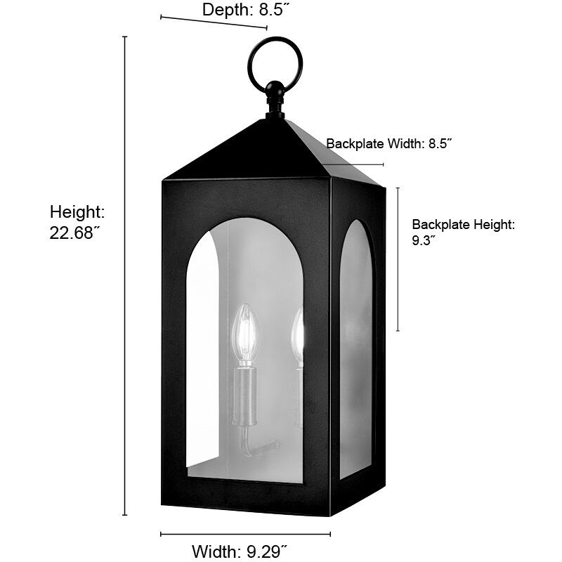Bratton 2 Light 22.68 inch Powder Coated Black Outdoor Wall Sconce